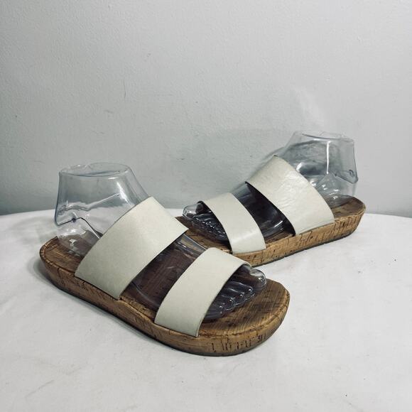 Korks Sandals Cream Leather Myrna Strappy Slip On Summer Vacation Casual 7M - Picture 1 of 8